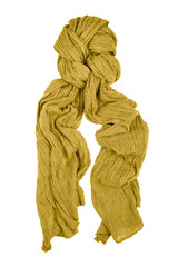 Beige wool scarf isolated on white background.