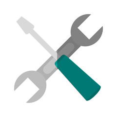 Wrench and screwdriver icon. Tool instrument repair and construction theme. Isolated design. Vector illustration
