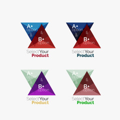 Set of triangle infographic layouts with text and options
