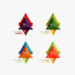 Set of triangle infographic layouts with text and options