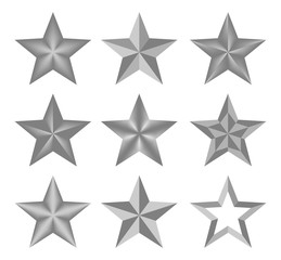 Set Silver vector christmas classic elegant star. The stars composed up of light and dark geometric elements 