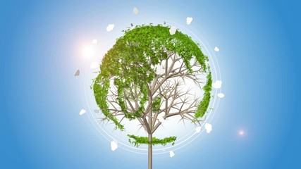 Rotating Globe Shaped Tree - Powered by Adobe