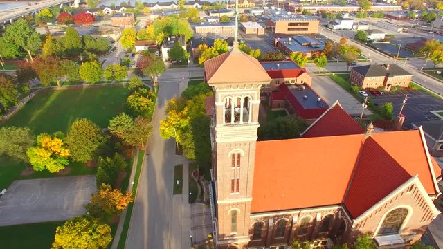 Breathtaking Aerial Tour Fly-Around; Twin Steeple Church Cathedral
