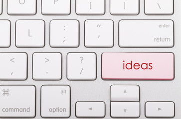 Ideas word written on computer keyboard.   