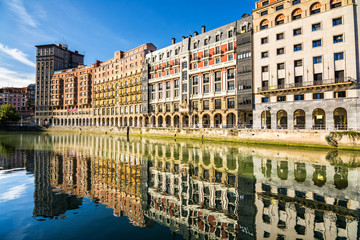 Fototapeta premium reflections at downtown bilbao facades