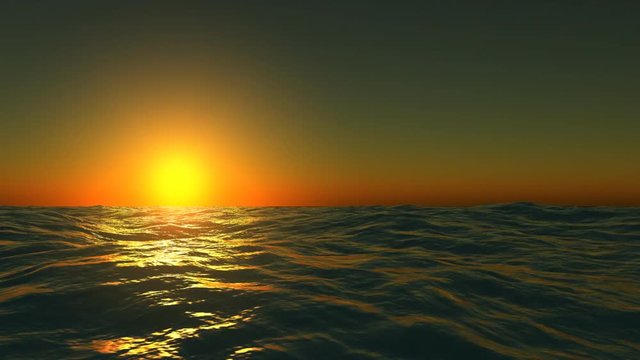 Calm ocean scene with sun