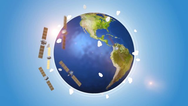 Communications Satellites Orbiting With Earth