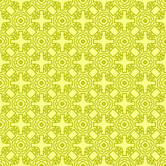 Yellow Ornamental Seamless Line Pattern. Endless Texture. Oriental Geometric Ornament