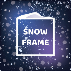 Snow square frame. Snowfall background. Vector eps 10 for your winter design.