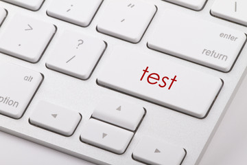 Test word written on computer keyboard.   