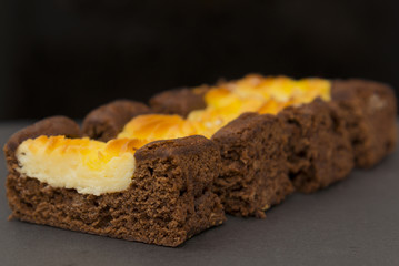 Sweet dessert cakes. Pieces of cottage cheese cake