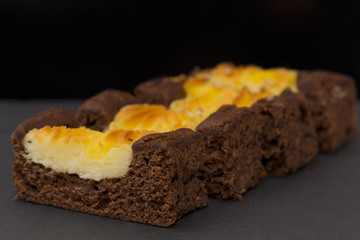 Sweet dessert cakes. Pieces of cottage cheese cake