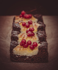 Pieces of cheesecake with berries
