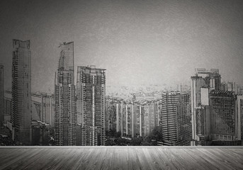 City design on wall