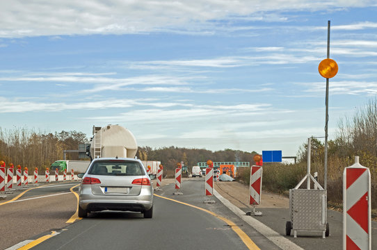 Autobahnbaustelle, Baustelle, Stra&szlig;enbau