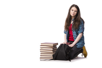 Young student preparing for school exams