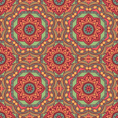 Seamless pattern with mandalas in beautiful colors for your design. Vector ornaments, background