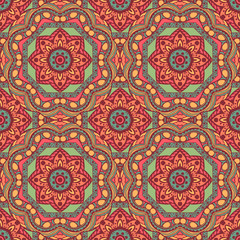 Seamless pattern with mandalas in beautiful colors for your design. Vector ornaments, background