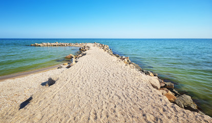 Beautiful seascape. beautiful seashore. Stones on coast. Nature composition