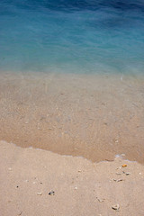 Gili Trawangan white sandy beaches and blue sky reflecting in the water