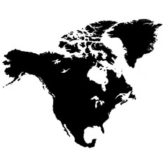 Карта Северной Америки в высоком качестве без границ. Векторная иллюстрация.