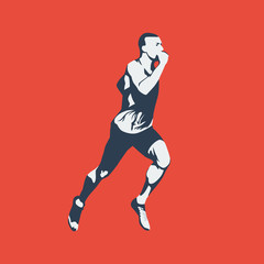 Running man, abstract vector silhouette