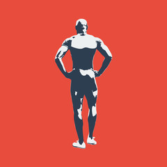 Fototapeta na wymiar Standing athlete, abstract vector silhouette