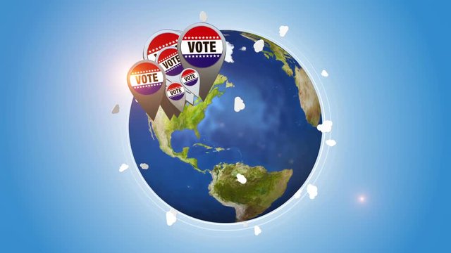 Vote Badges On Orbiting Globe