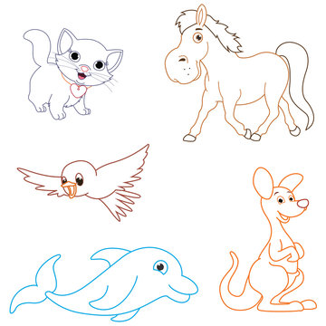 Vector Illustration Of A Cartoon Animals