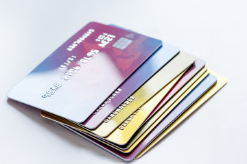 credit cards - concept mortgage on white background