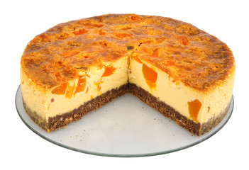 cheese cake with pumpkin on white