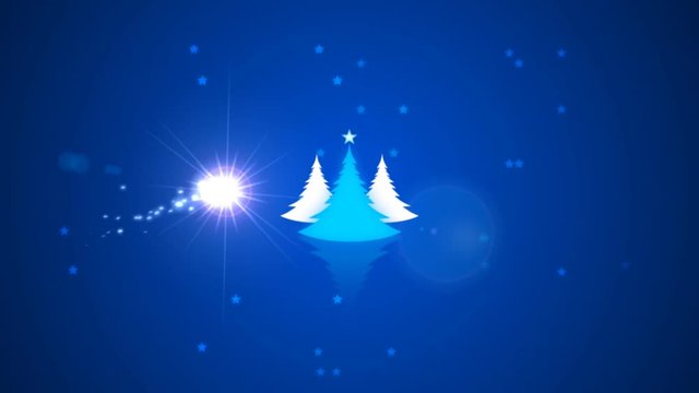 Flying pole star on blue background with new year’s decorations