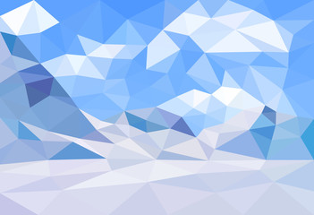 Polygonal landscape winter background with mountains. Low poly design vector illustration.