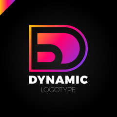 Dynamic Letter D logo in negative space icon design template elements