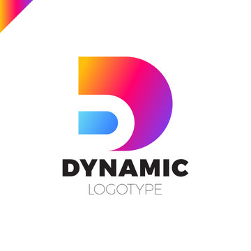 Dynamic Letter D logo in negative space icon design template elements
