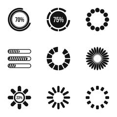 Loading and waiting icons set. Simple illustration of 9 loading and waiting vector icons for web