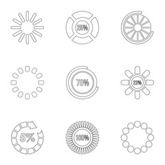 Download page icons set. Outline illustration of 9 download page vector icons for web