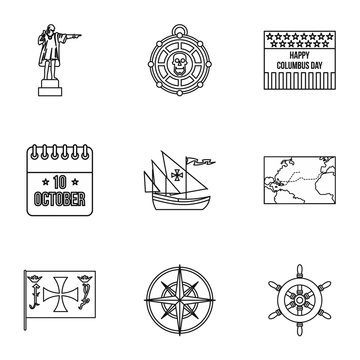 Search of mainland icons set. Outline illustration of 9 search of mainland vector icons for web