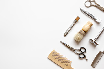 Instruments male hairdresser barbershop top view