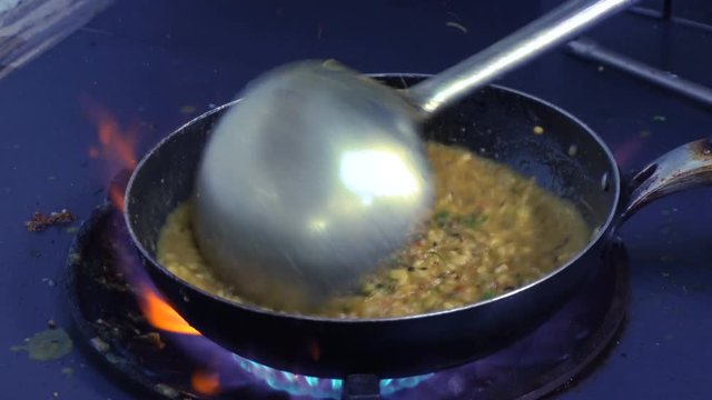 Preparing process of dhal soup, Indian cuisine