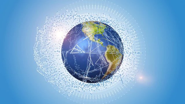 Internet Network Around Orbiting Earth