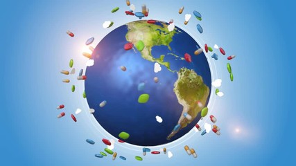 Medicine Pills Orbiting Around Earth