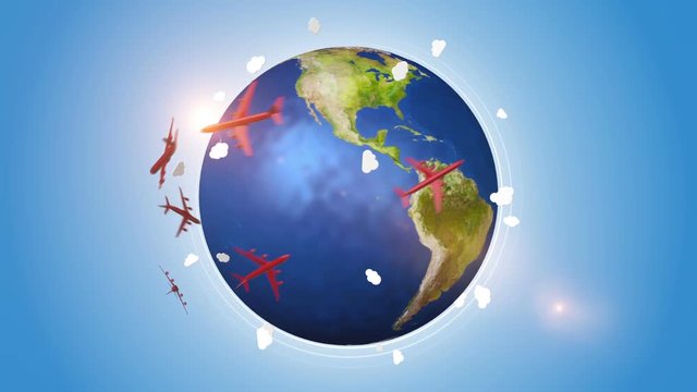 Red Airplanes Traveling Around The World