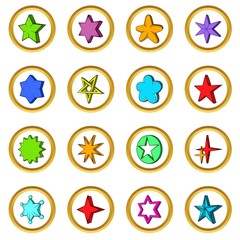 Star vector set in cartoon style isolated on white background