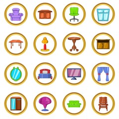 Furniture vector set in cartoon style isolated on white background