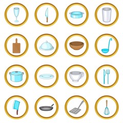 Basic dishes vector set in cartoon style isolated on white background