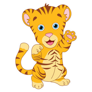 Vector Illustration Of Cartoon Tiger