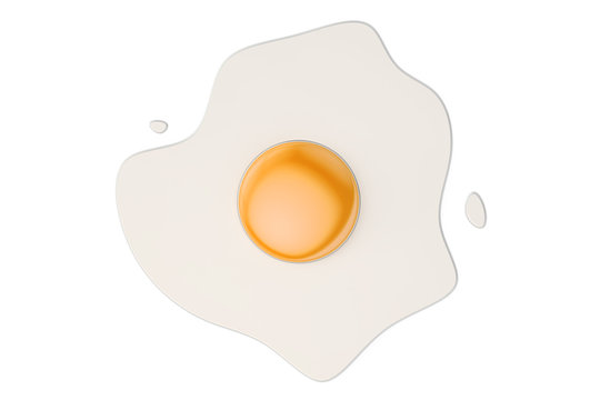 fried egg or scrambled egg, 3D rendering