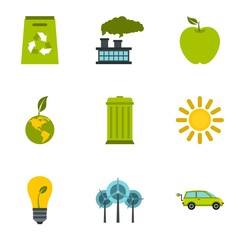 Conservation icons set. Flat illustration of 9 conservation vector icons for web