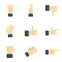 Gesture icons set. Flat illustration of 9 gesture vector icons for web